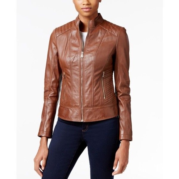 Guess Jackets & Blazers - Guess Brown Faux Leather Jacket S
